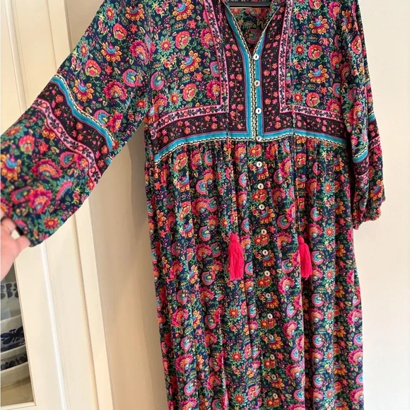 NATURAL LIFE boho Floral Maxi Dress long sleeve size medium cottagecore vibe! - Picture 5 of 8